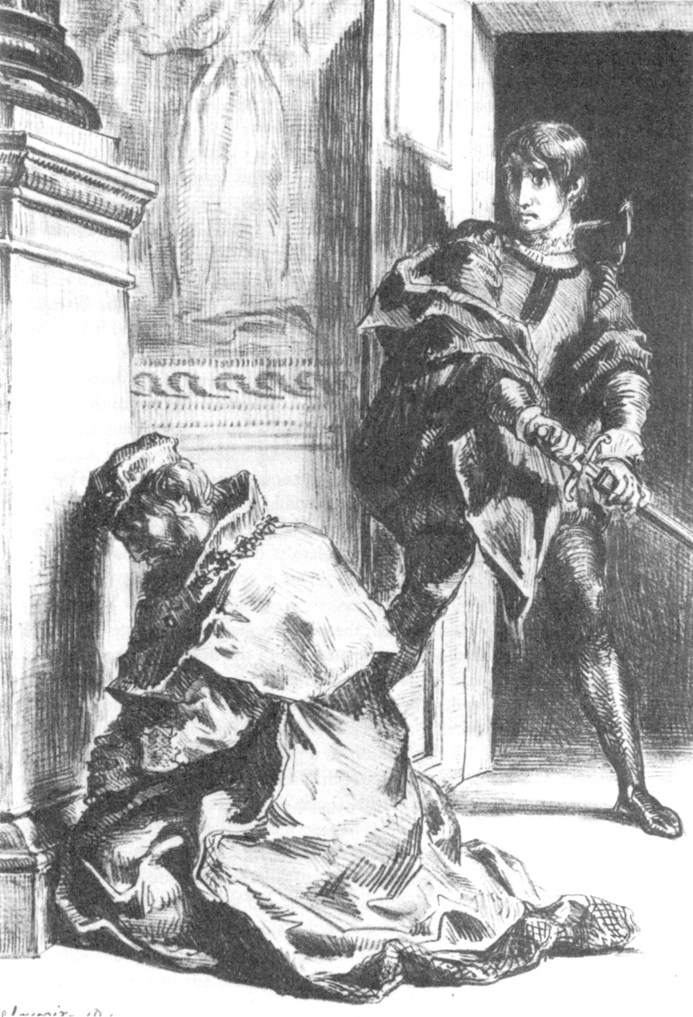 Claudius At Prayer Hamlet 3 3 Delacroix 1844 